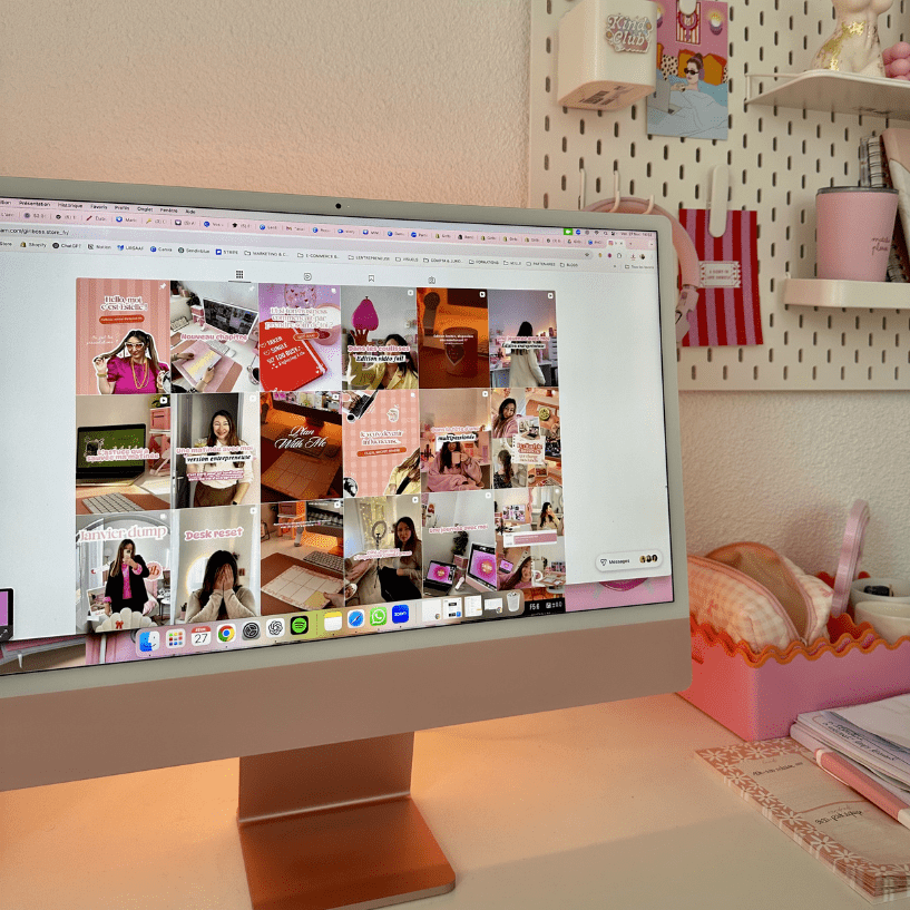 ordinateur qui montre le brading d'un feed instagram très joli