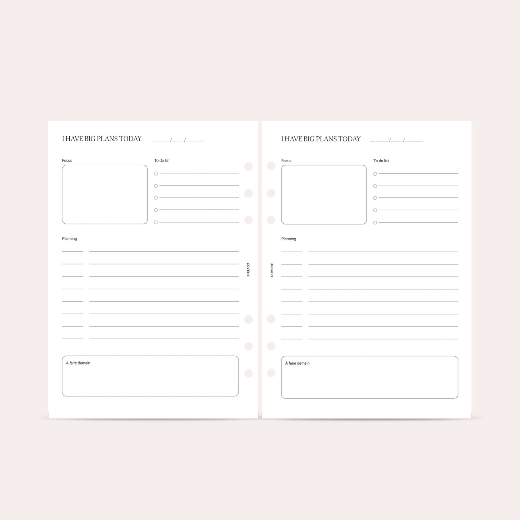 Insert journalier - planning