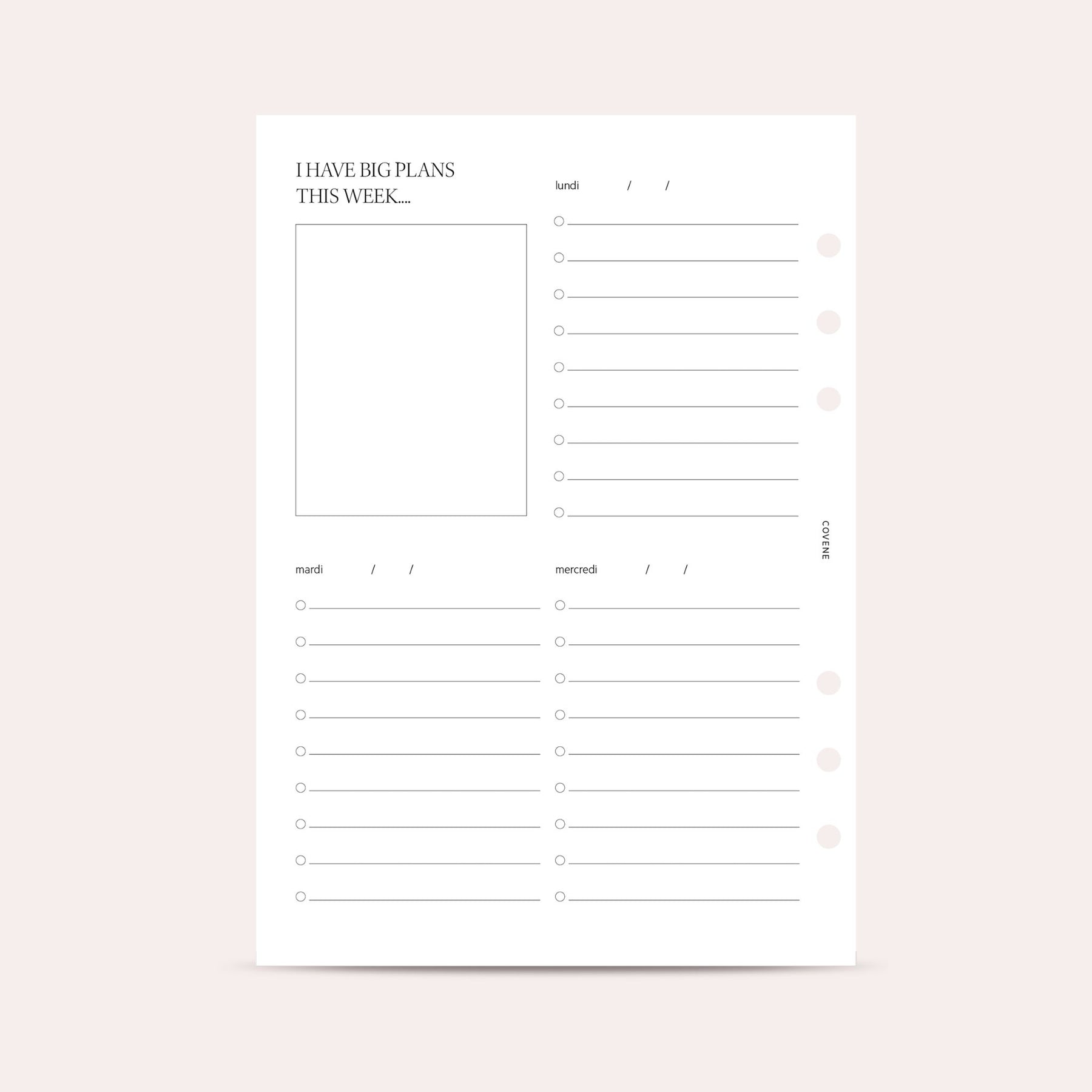 Insert semainier - to do list