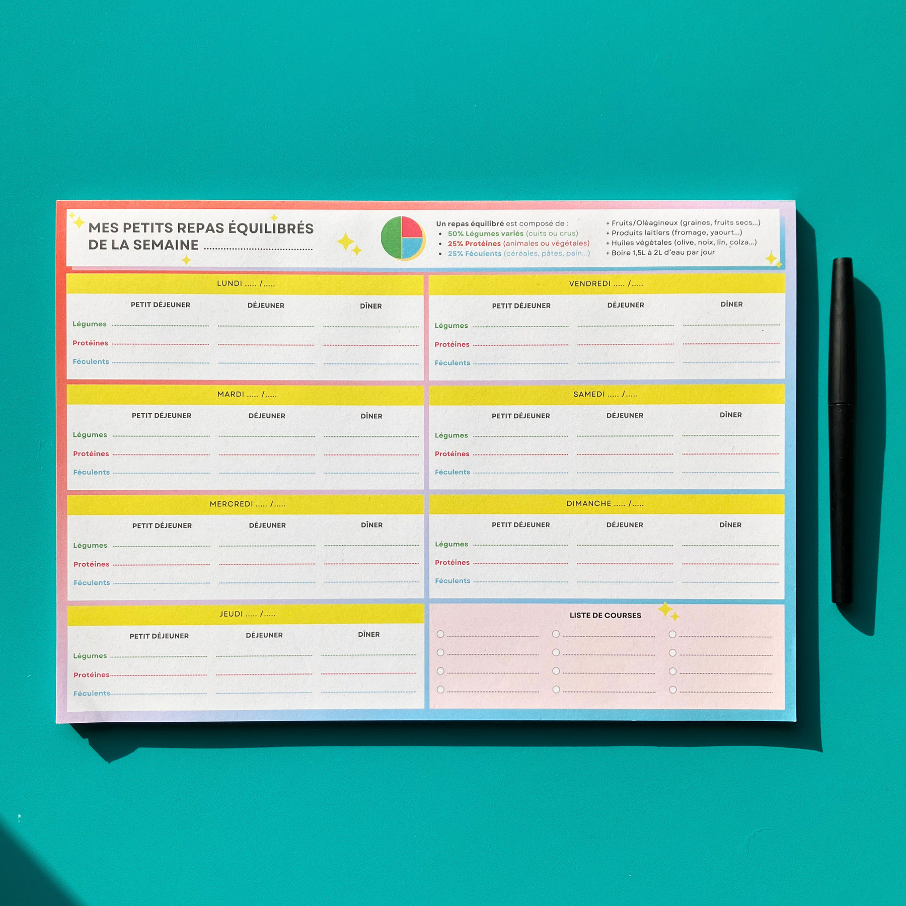 Bloc-Notes A4 - Planificateur Repas