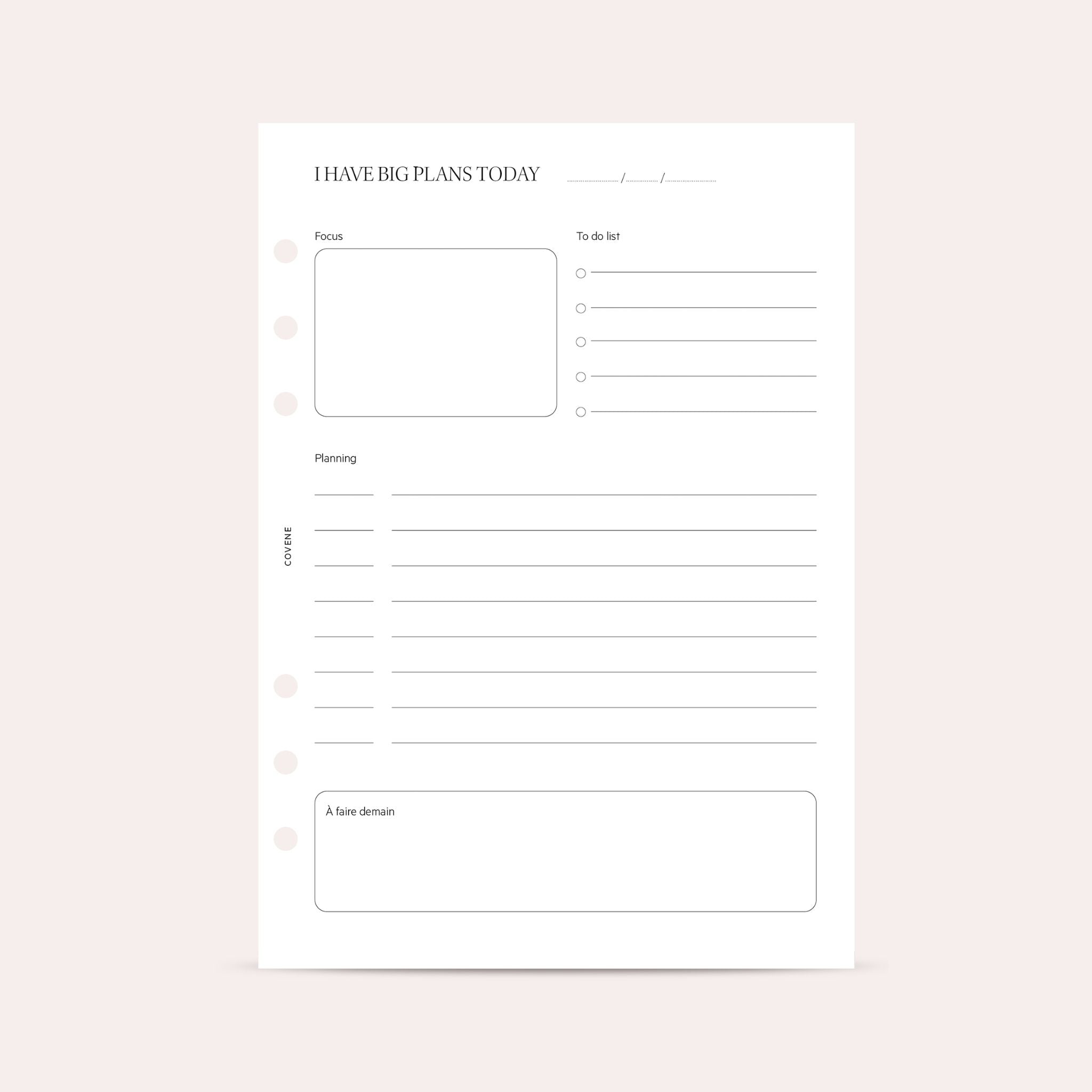 Daily insert - planning