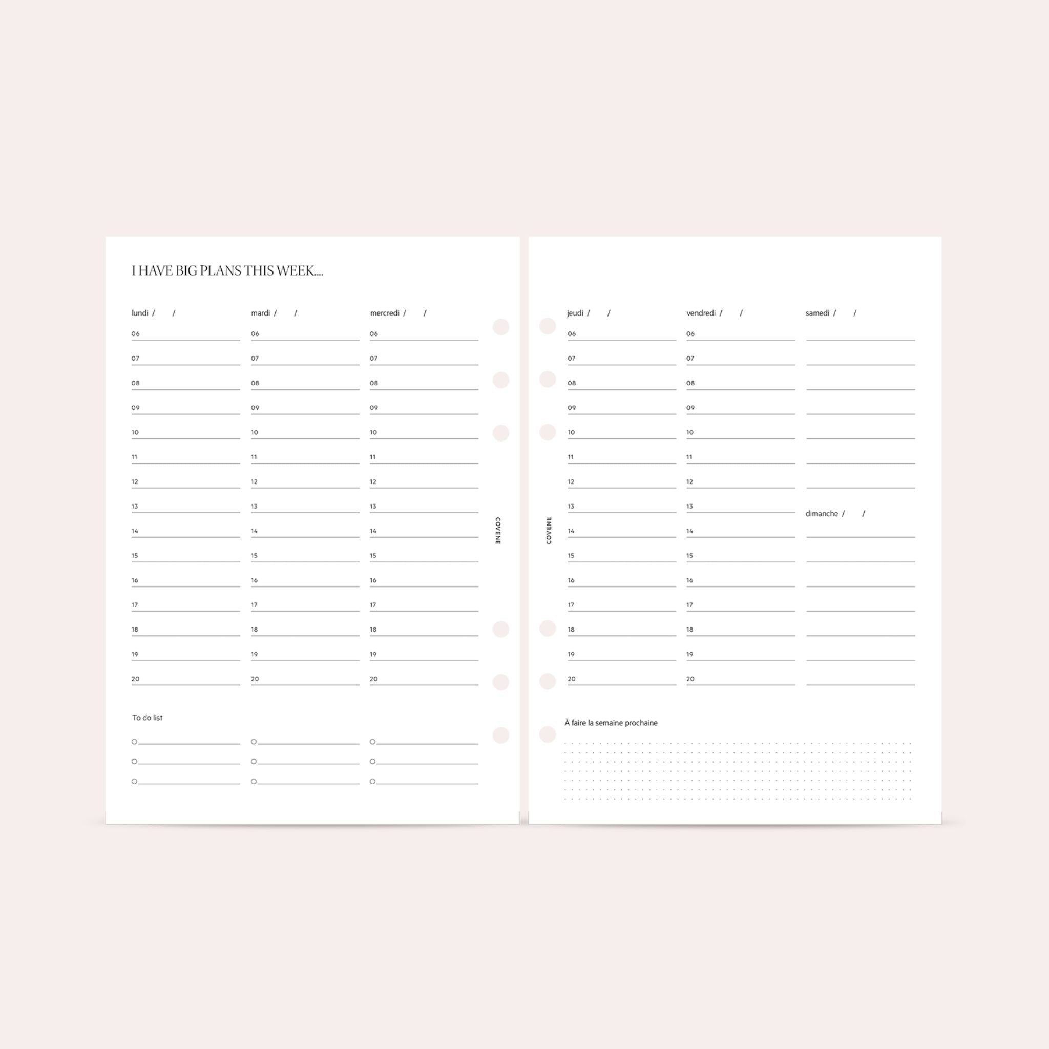 Weekly insert - timetables