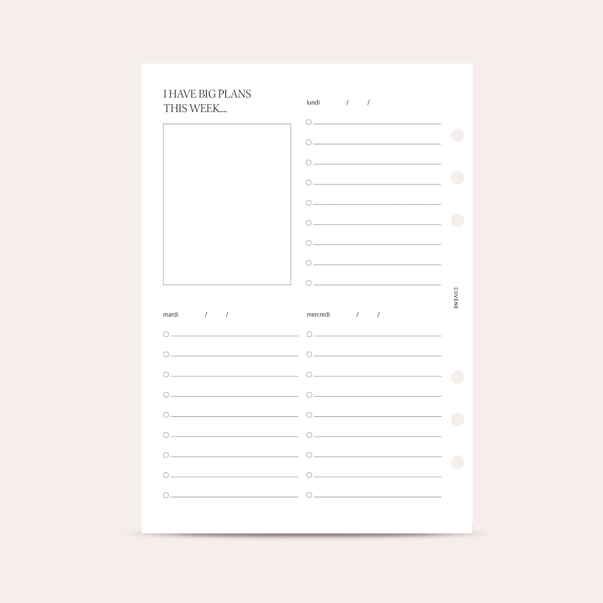 Weekly insert - to do list