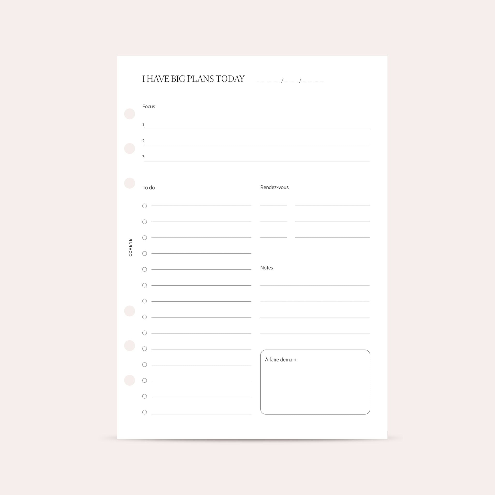 Daily insert - to do list