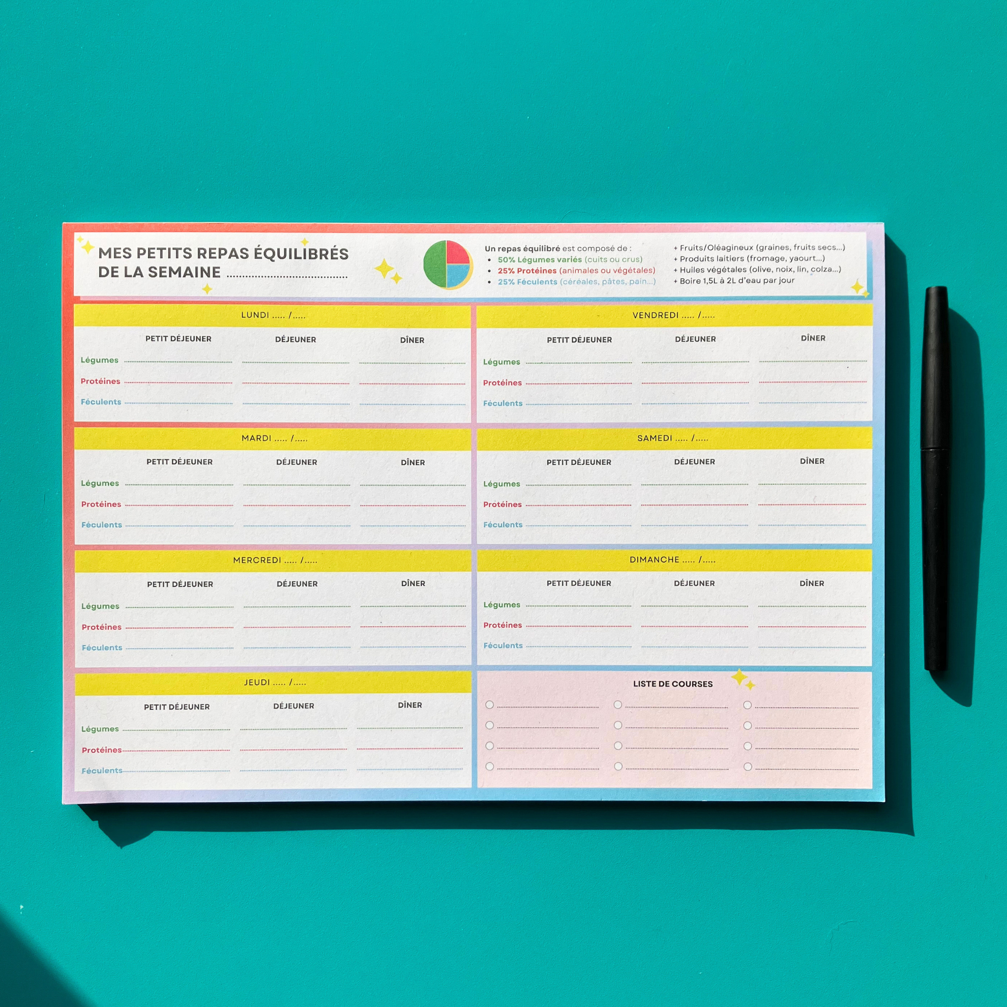 Bloc-Notes A4 - Planificateur Repas